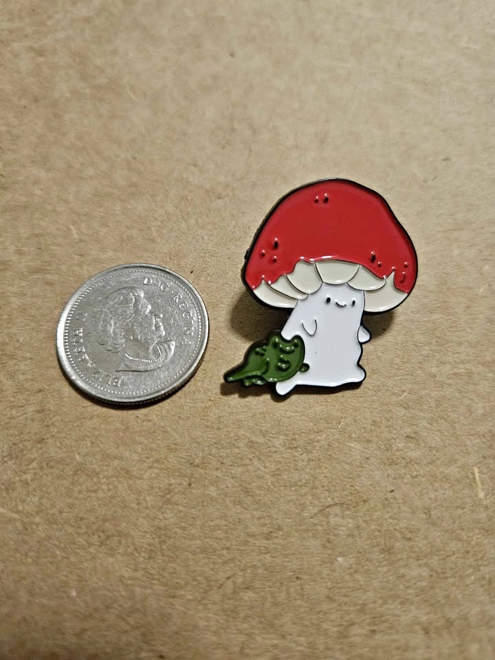 Cute Mushroom with Frog Pin