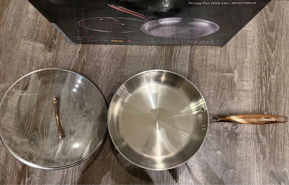 New 12" Tri-Ply Stainless Steel Frying Pan with Lid - photo 2