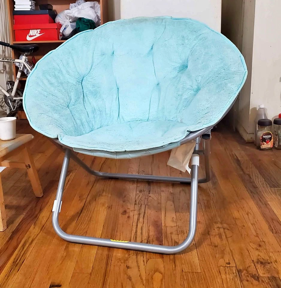 Mainstays Faux Fur Saucer Chair - Aqua
