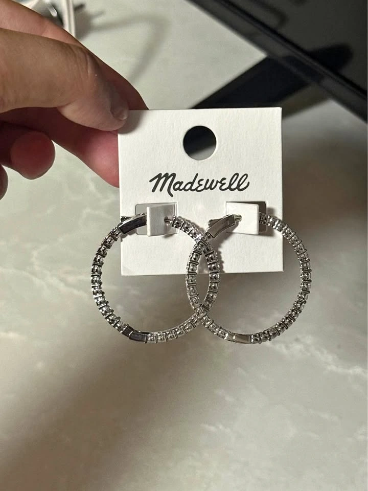 Madewell Sparkly Silver-Toned Hoop Earrings