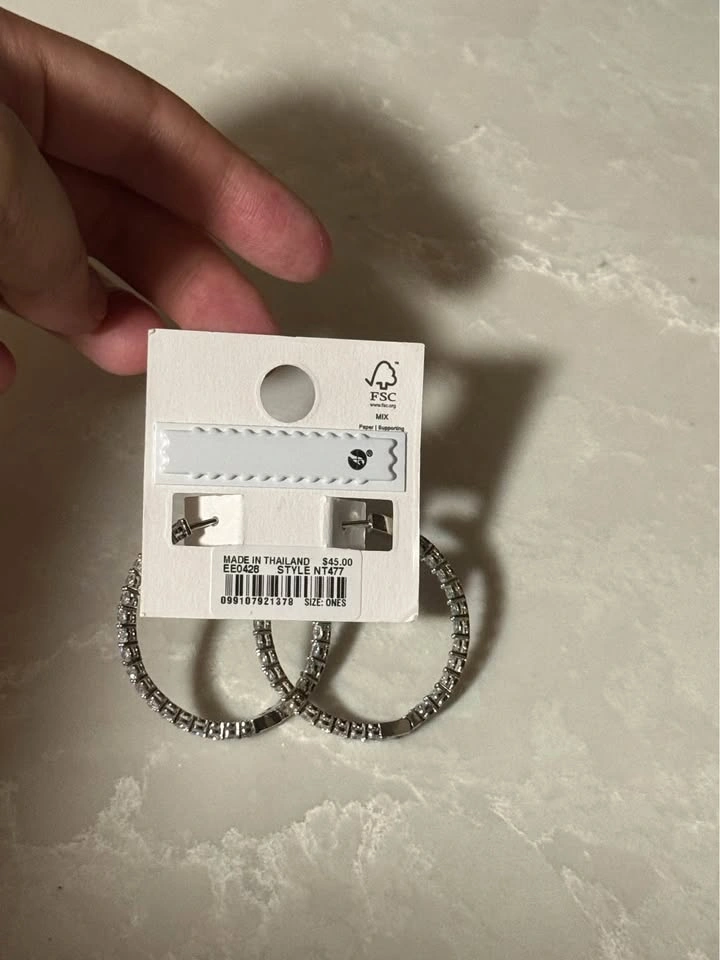 Madewell Sparkly Silver-Toned Hoop Earrings - photo 2