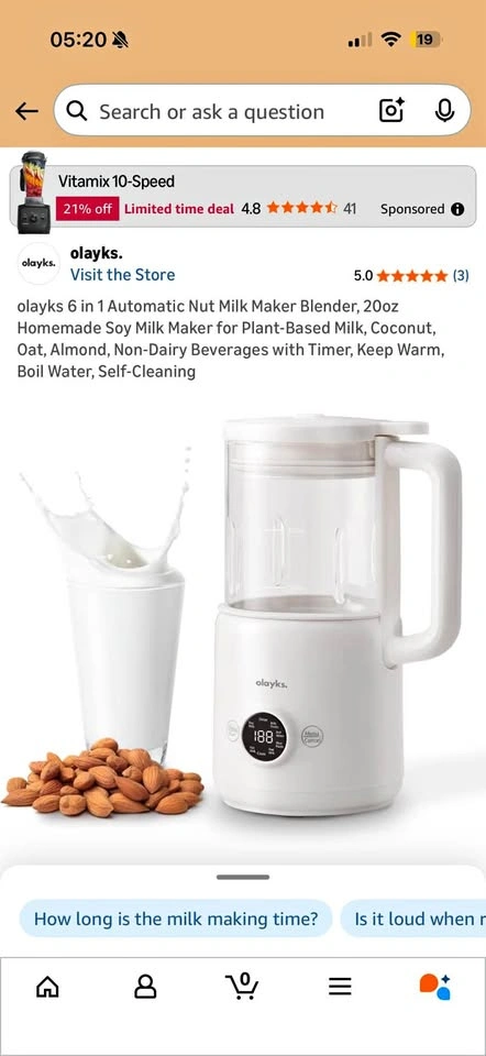 Olayks 6 in 1 Nut Milk Maker & Blender