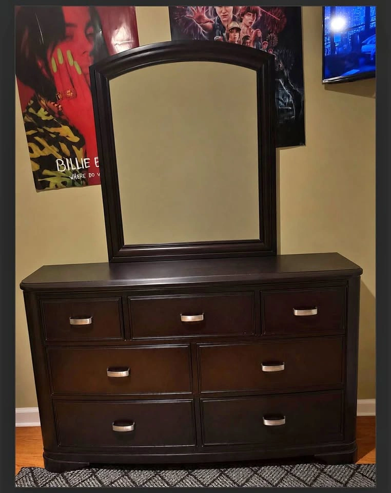 Dark Wood Dresser with Mirror