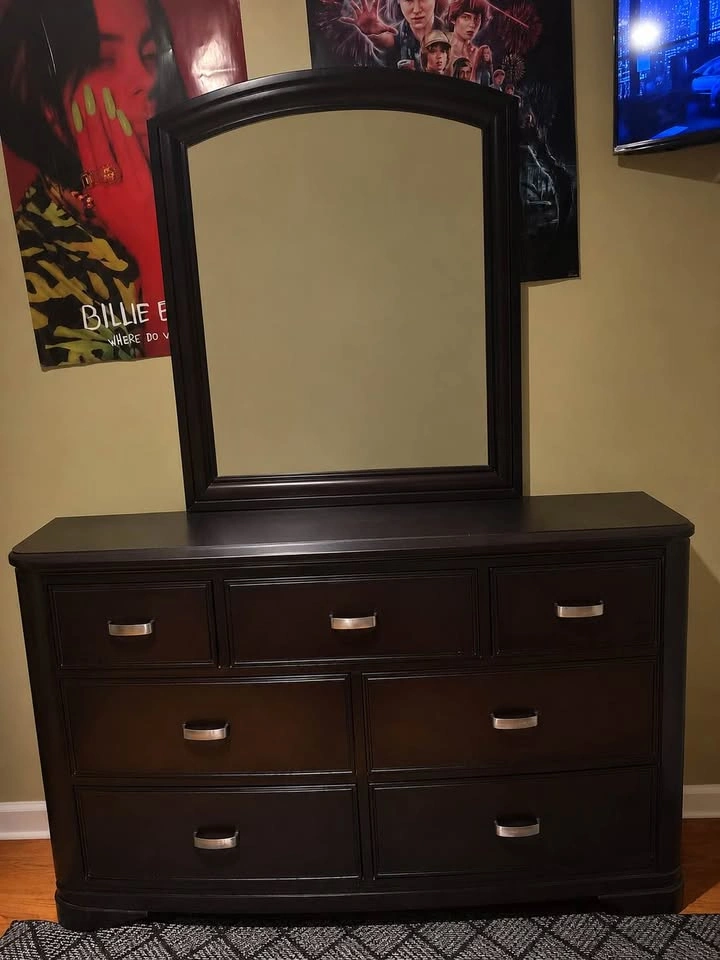 Dark Wood Dresser with Mirror - photo 2