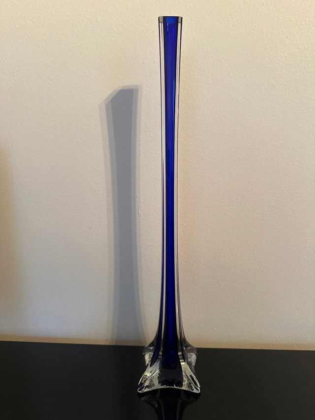 Vintage Murano-Style Cobalt Blue Eiffel Tower Vase