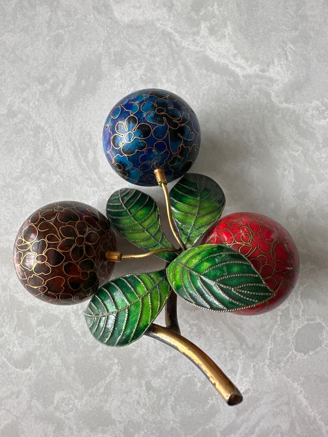 Vintage Chinese Cloisonné Enamel Fruit Ornaments - photo 5