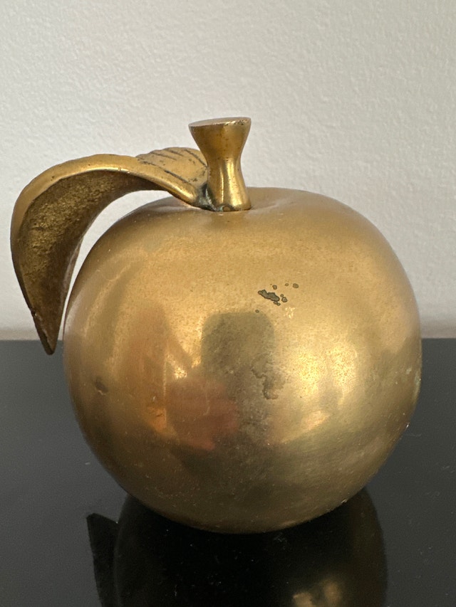 Solid Brass Vintage Apple Sculpture