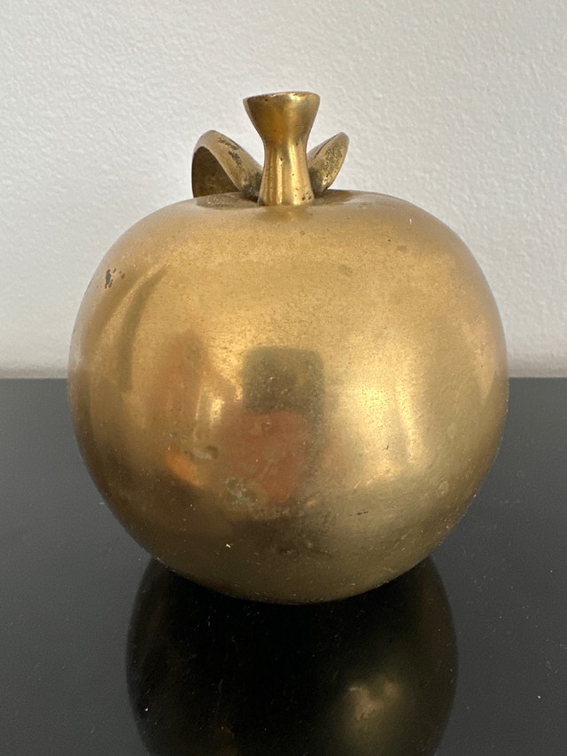 Solid Brass Vintage Apple Sculpture - photo 2