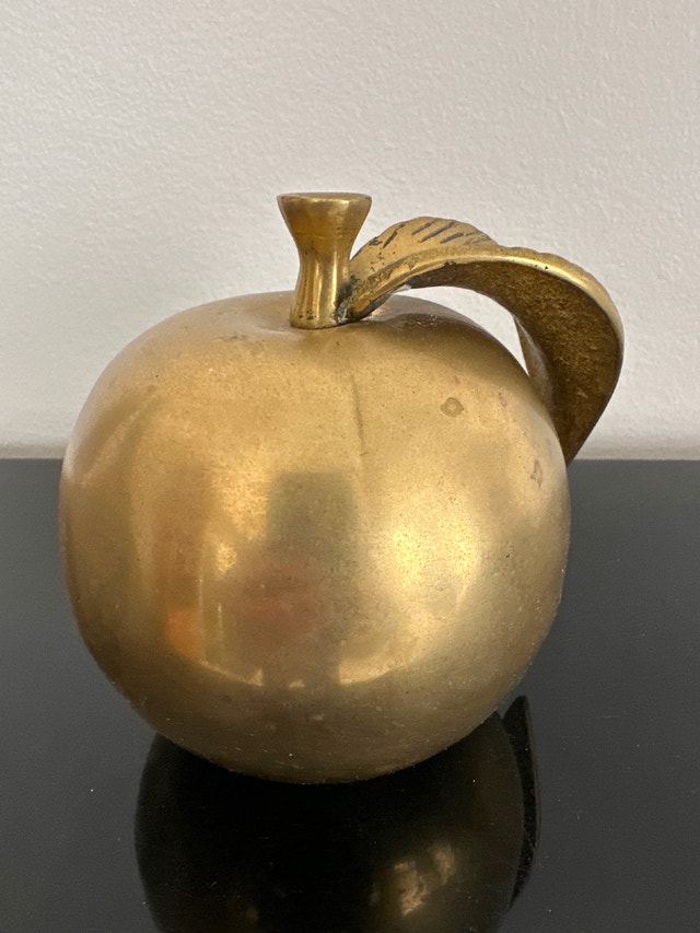 Solid Brass Vintage Apple Sculpture - photo 3