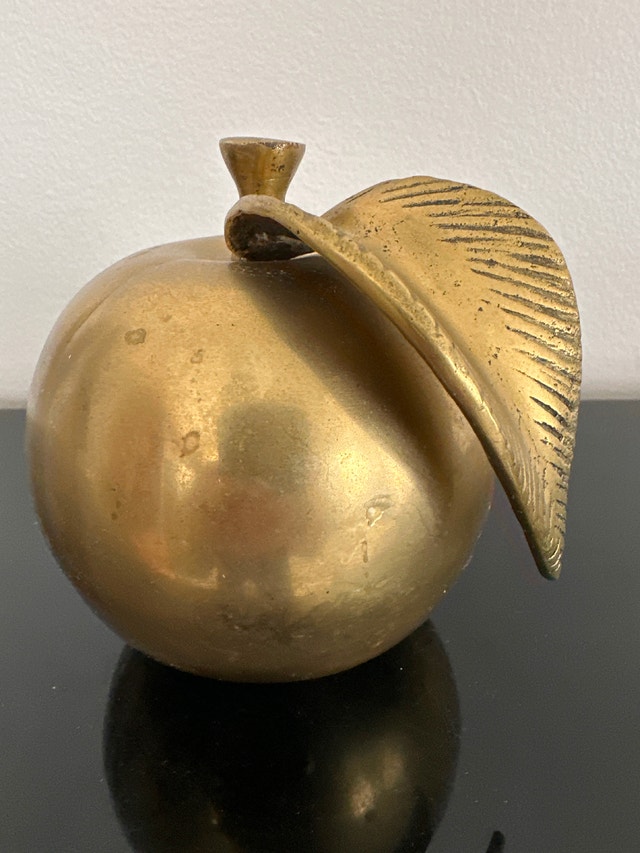 Solid Brass Vintage Apple Sculpture - photo 4