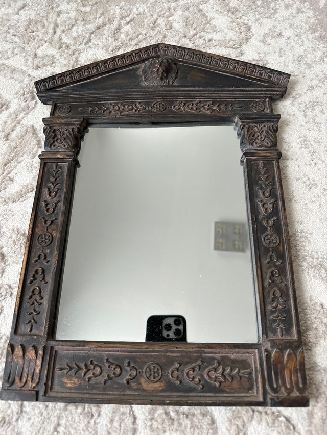 Wall Mirror. Vintage Korean "faux bois" mirror. - photo 4