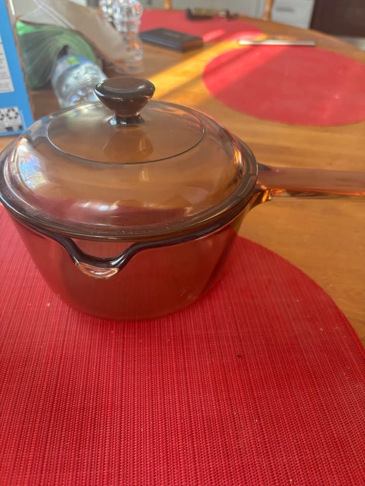 Visions Corning 1L Amber Glass Saucepan with Lid