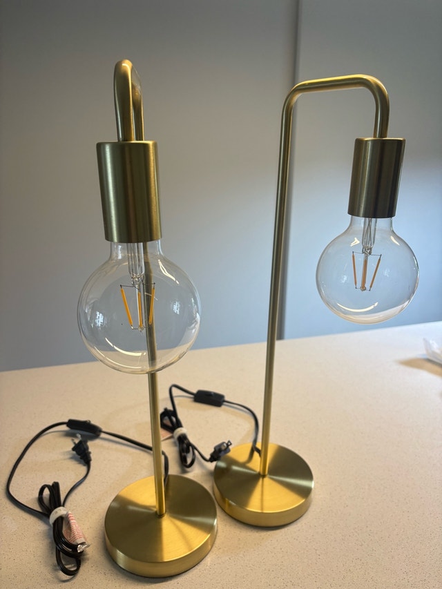 Two Article Beacon Table Lamps in Brass