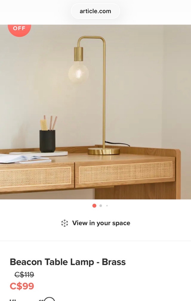 Two Article Beacon Table Lamps in Brass - photo 2