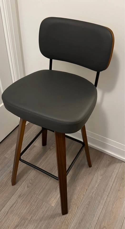 Modern Black Bar Stool Wood Legs - photo 3