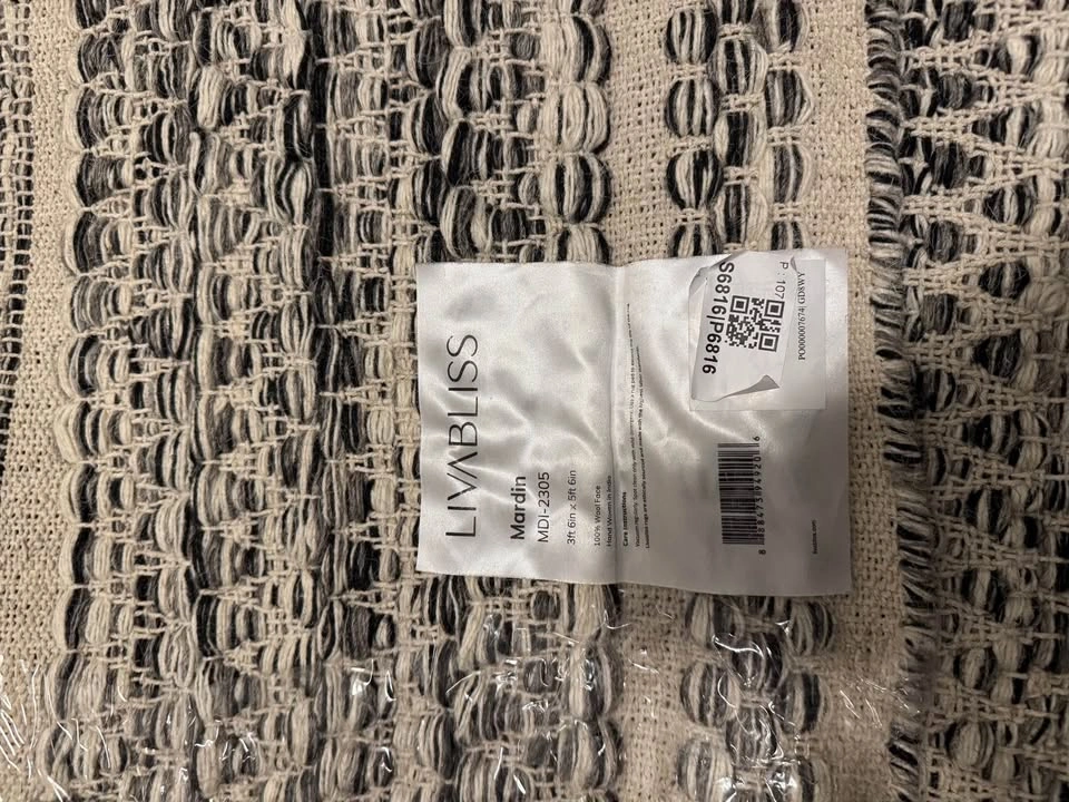 LIVABLISS Mardin MDI-2305 Woven Wool Rug Black Cream 3x5 - photo 4