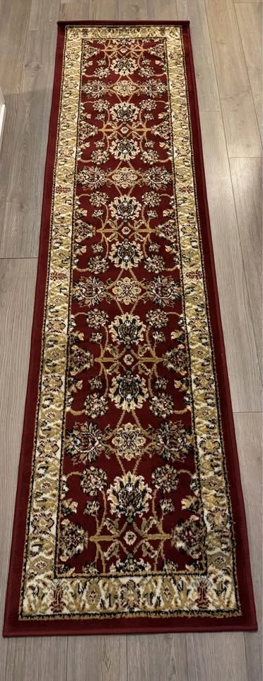 Maroon Red & Gold Floral Rug Runner 2x8 - photo 2