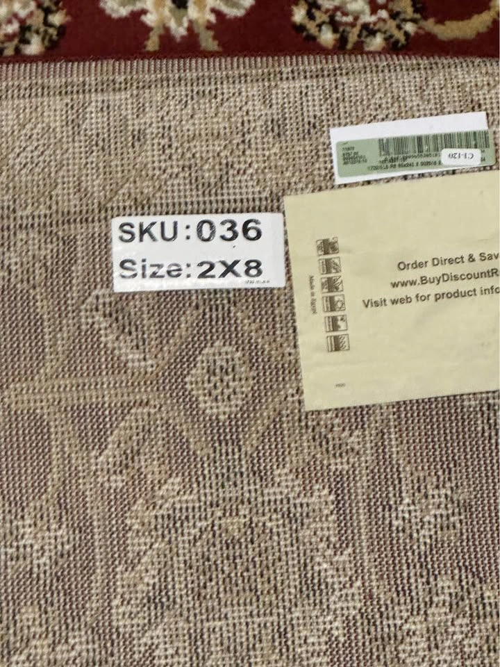 Maroon Red & Gold Floral Rug Runner 2x8 - photo 4