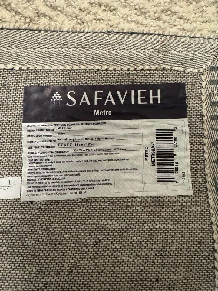 SAFAVIEH Metro Natural Ivory Wool Area Rug 3x5 - photo 4