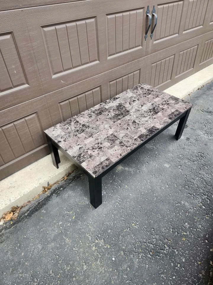 Marble Look Coffee Table Black Frame - photo 2