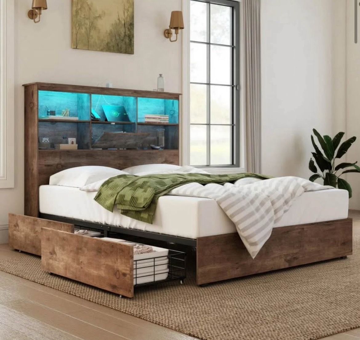 Full Size Storage Bed with Headboard