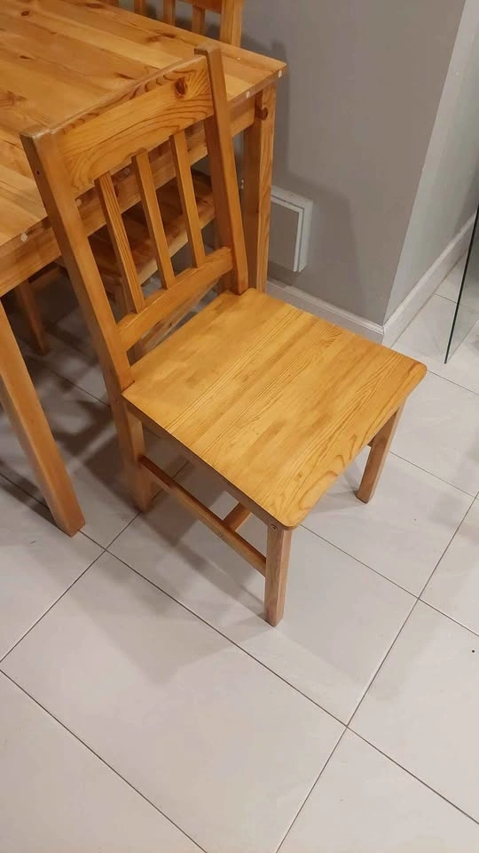 Wood dining table with glass top and 4 chairs - photo 4