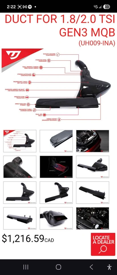 Unitronic Carbon Fiber Intake System for 1.8/2.0 TSI Gen3 MQB - photo 3