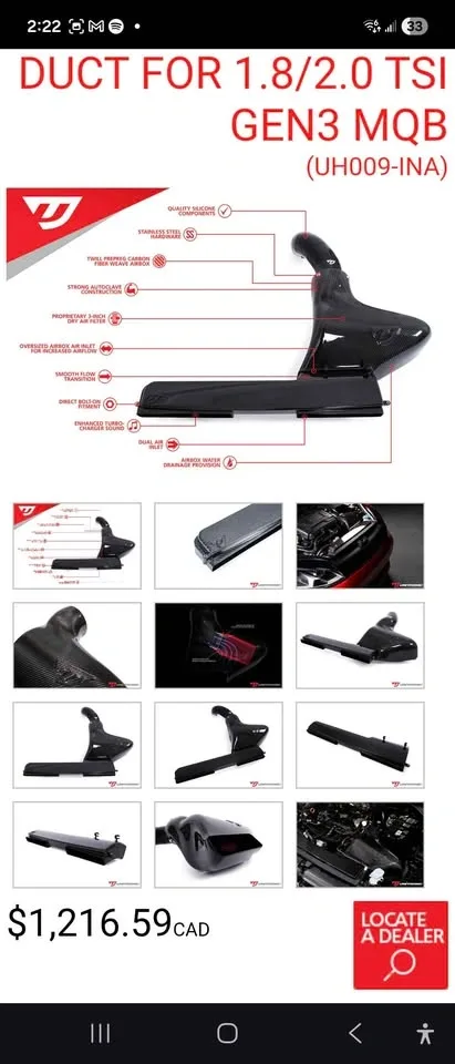 Unitronic Carbon Fiber Intake System for 1.8/2.0 TSI Gen3 MQB - photo 3