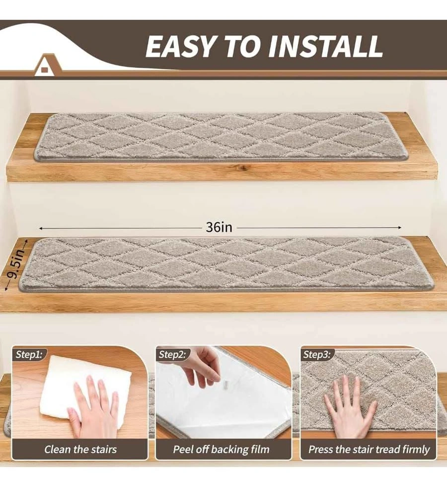 14 Pcs Non Slip Stair Treads Carpet for Wooden Steps - photo 4