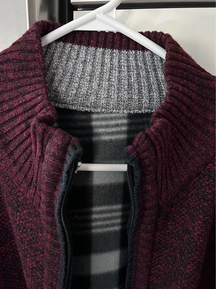 Maroon Full-Zip Cardigan Sweater Large - photo 2