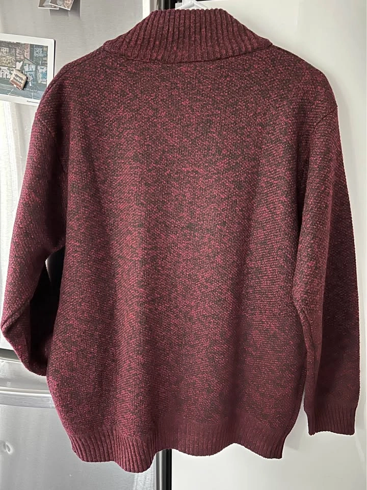 Maroon Full-Zip Cardigan Sweater Large - photo 3