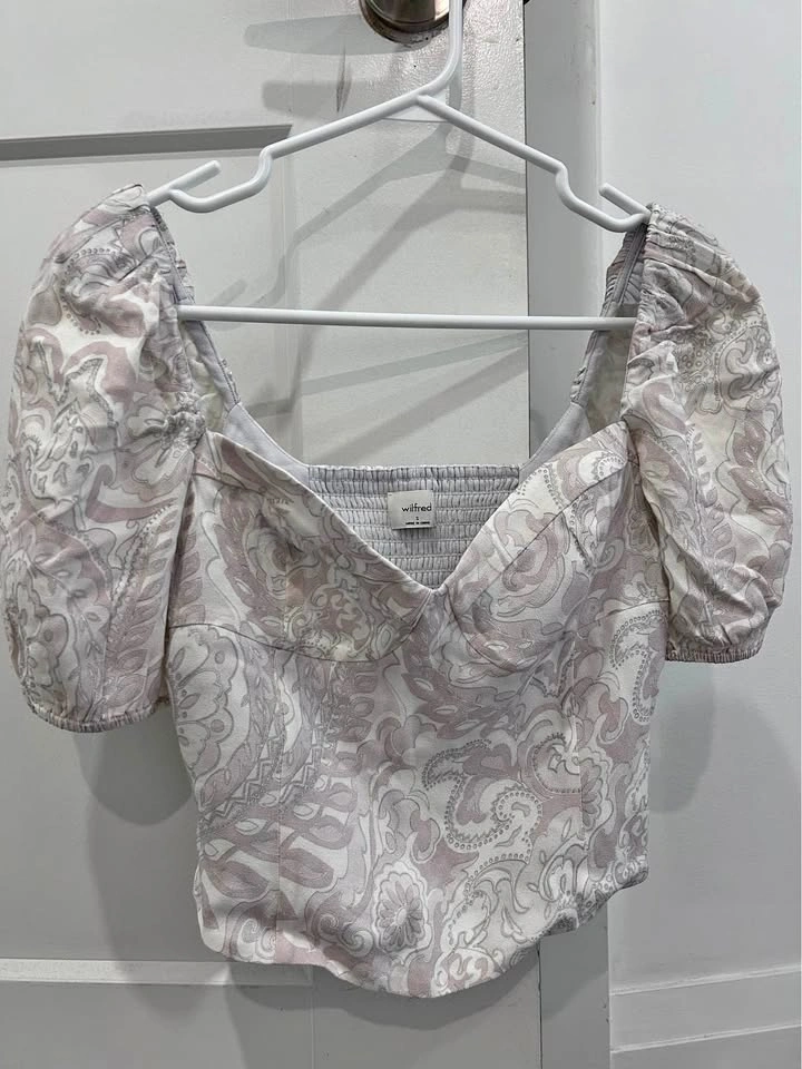 Wilfred Novella Paisley Short Sleeve Blouse Small