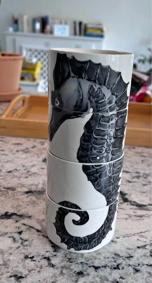 Stackable Seahorse Mugs - Set of 4