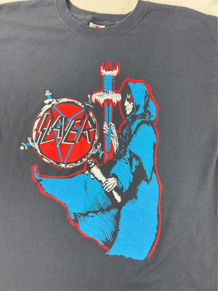 Vintage Slayer Men's L Fruit Of The Loom Single Stitch Shirt - photo 3
