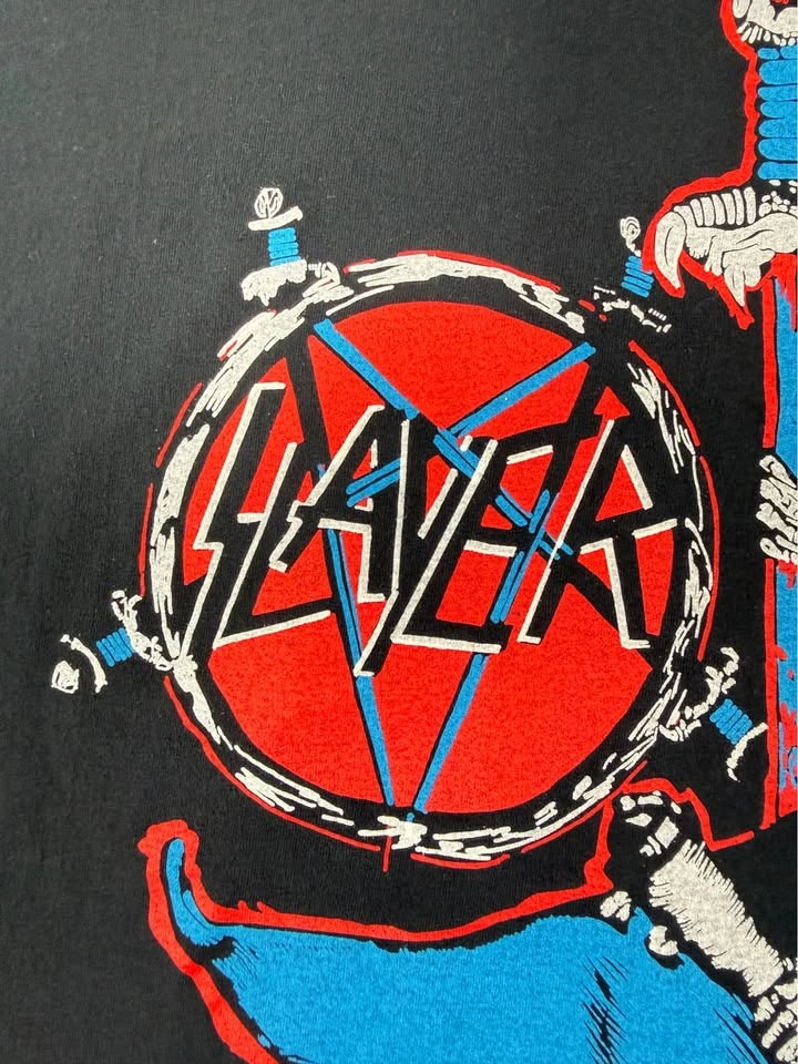 Vintage Slayer Men's L Fruit Of The Loom Single Stitch Shirt - photo 4