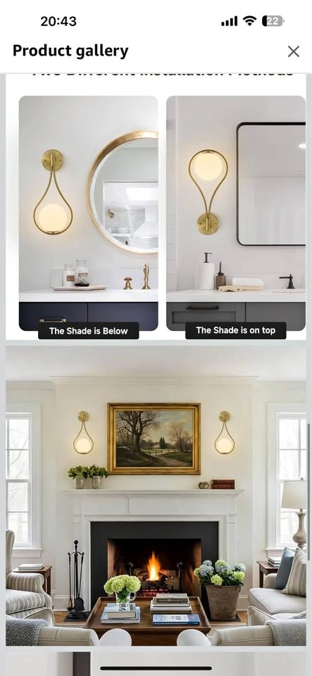 Gold Wall Sconces Set of Two with G9 Bulbs