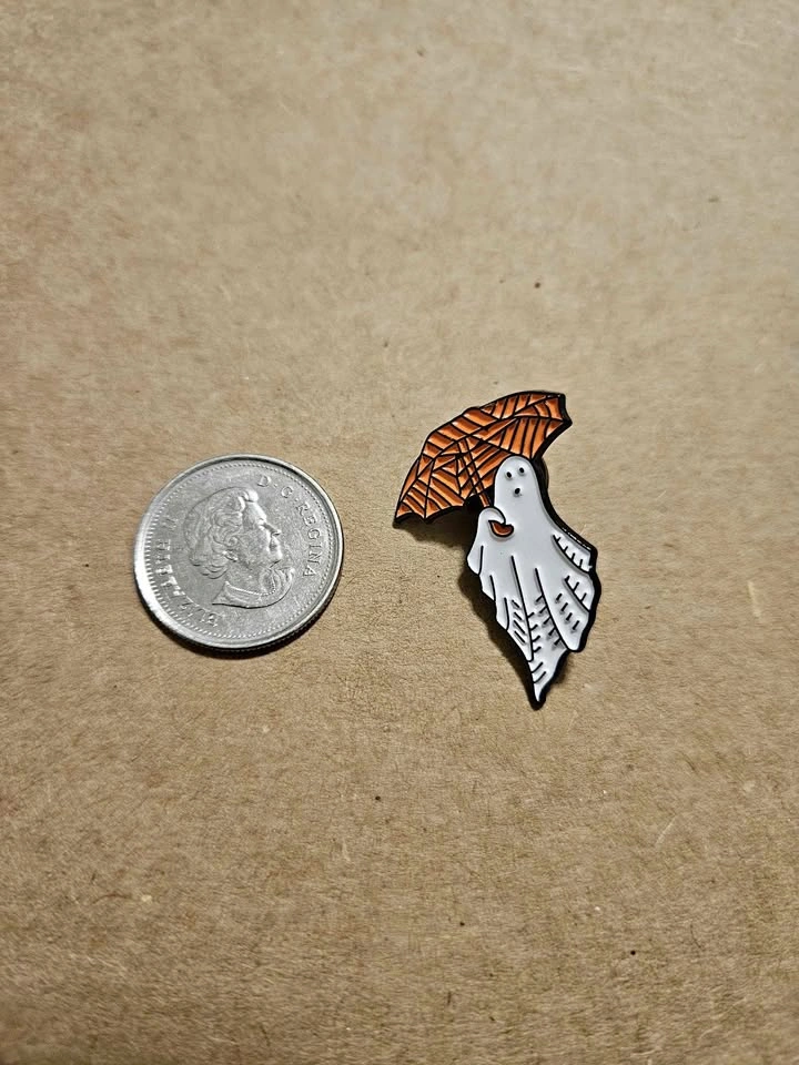 Cute ghost with umbrella Pin
