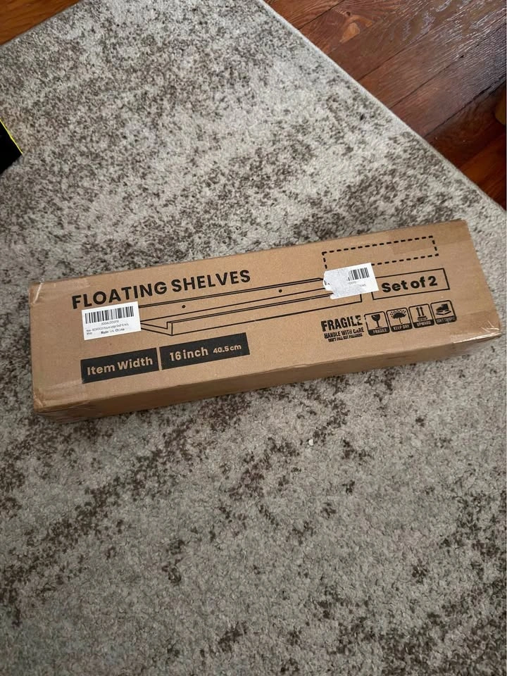 White 16 inch Floating Shelf, Set of 2
