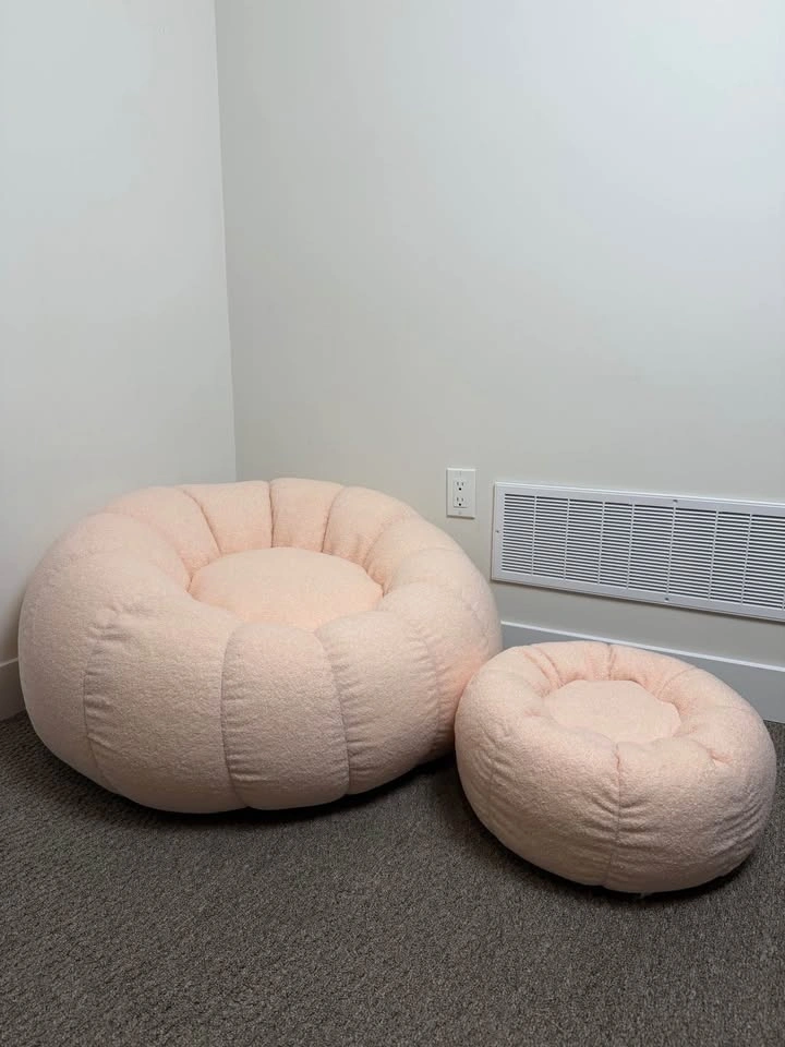 Large Puffy Pumpkin Bean Bag Chair with Ottoman - photo 4