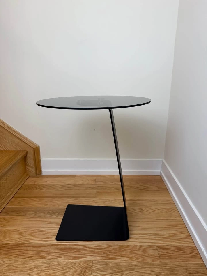 Modern Heavy Steel Frame Glass Side Table
