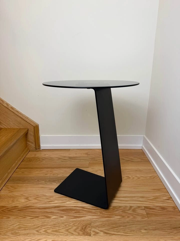 Modern Heavy Steel Frame Glass Side Table - photo 4