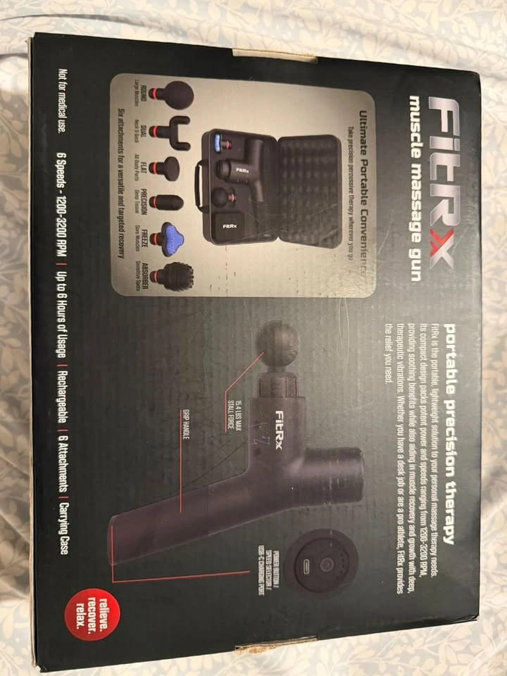 Brand New FitRx Muscle Massage Gun – Unused (With Case & Attachm - photo 3