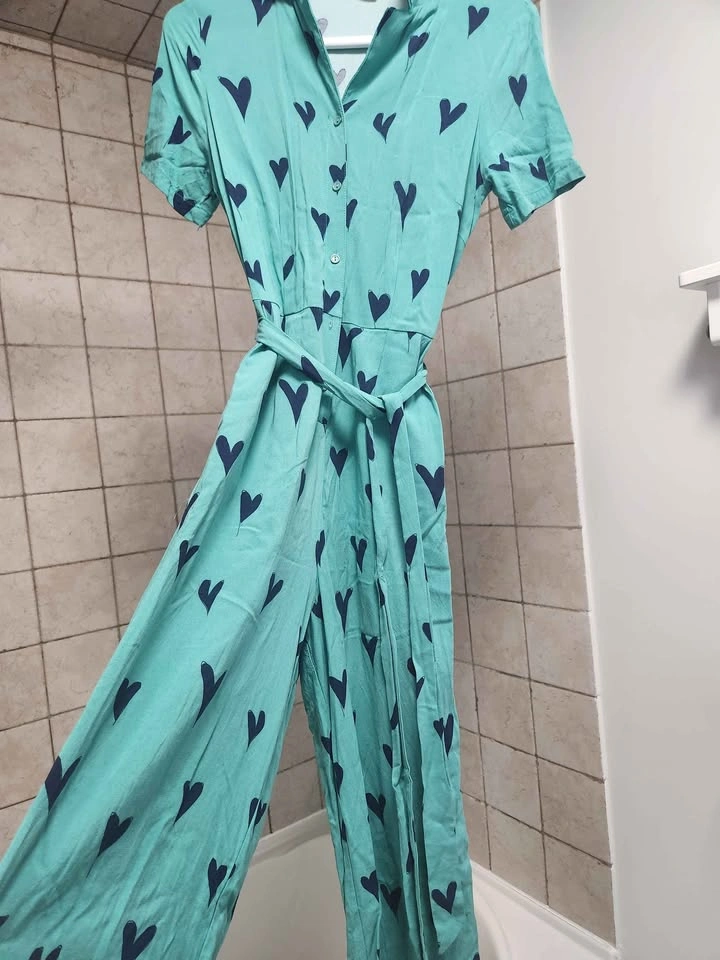 Sugarhill aqua jumpsuit with navy hearts - photo 2