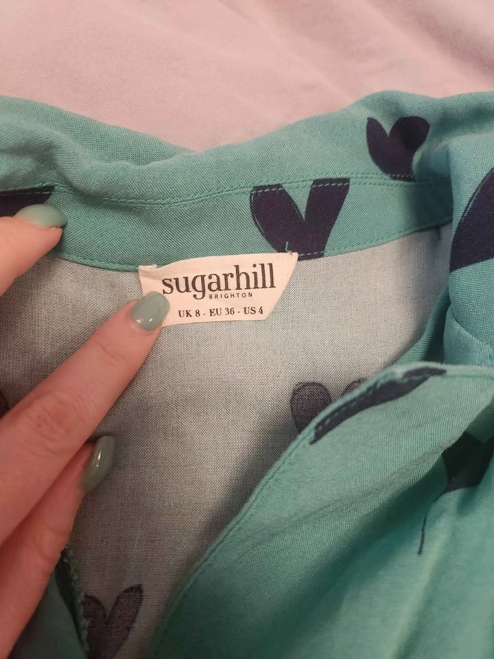 Sugarhill aqua jumpsuit with navy hearts - photo 3