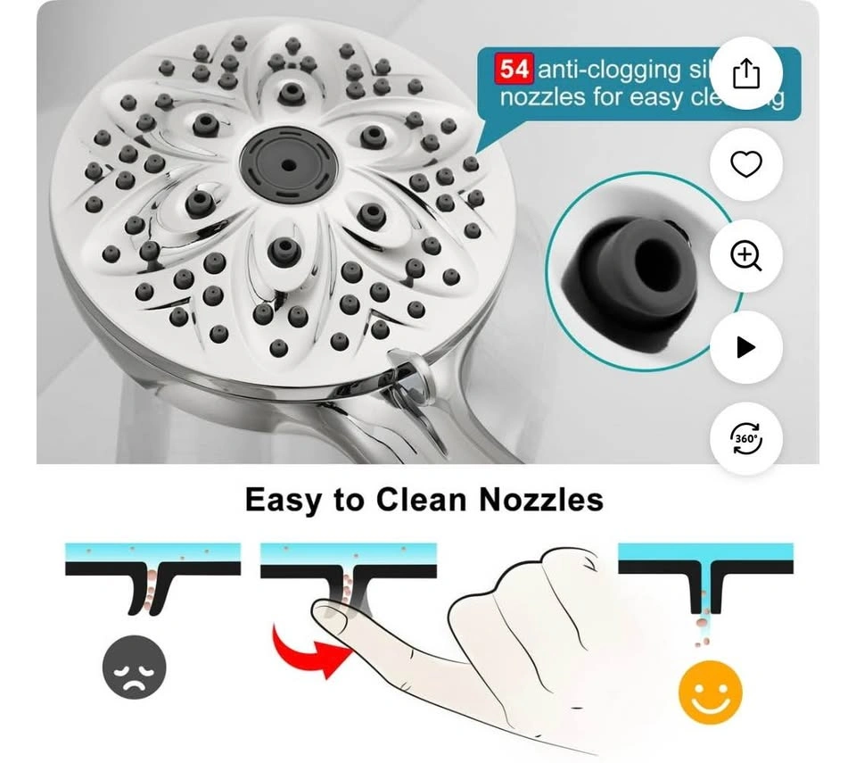 JDO 6 settings chrome shower head set. - photo 4