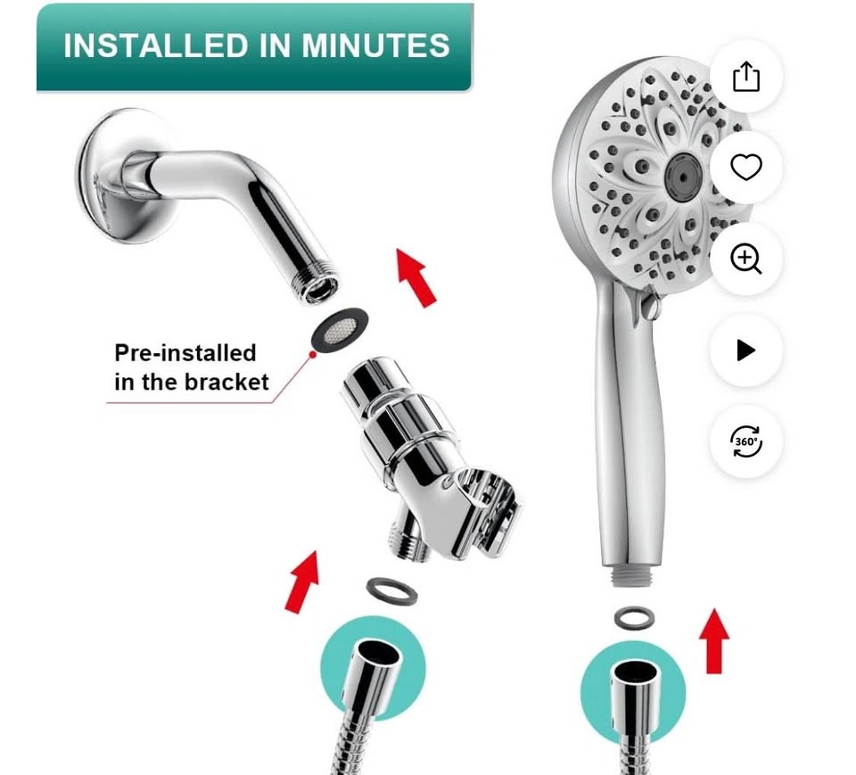 JDO 6 settings chrome shower head set. - photo 5