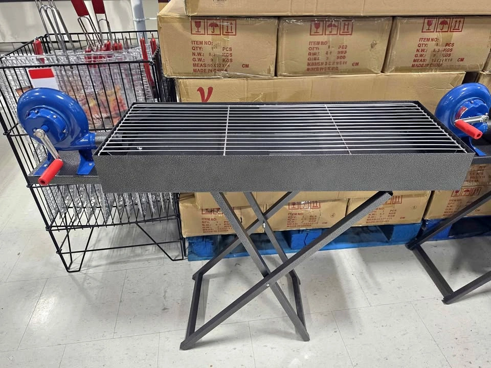 Portable Charcoal BBQ Grill with Hand Blowers