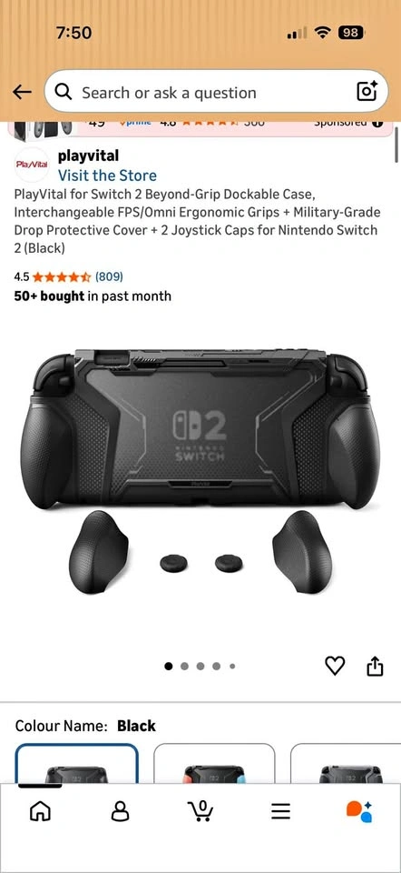 PlayVital Beyond-Grip Dockable Case for Nintendo Switch 2 -Black