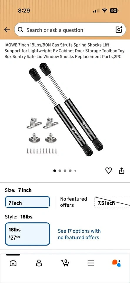 IAQWE 7 inch 18lbs Gas Struts Lift Support 2PC