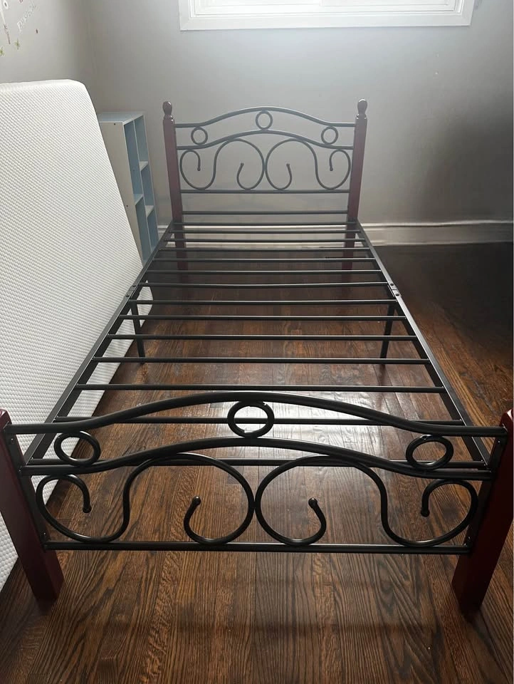 Twin Metal Bed Frame (Black with Decorative Headboard) - photo 2